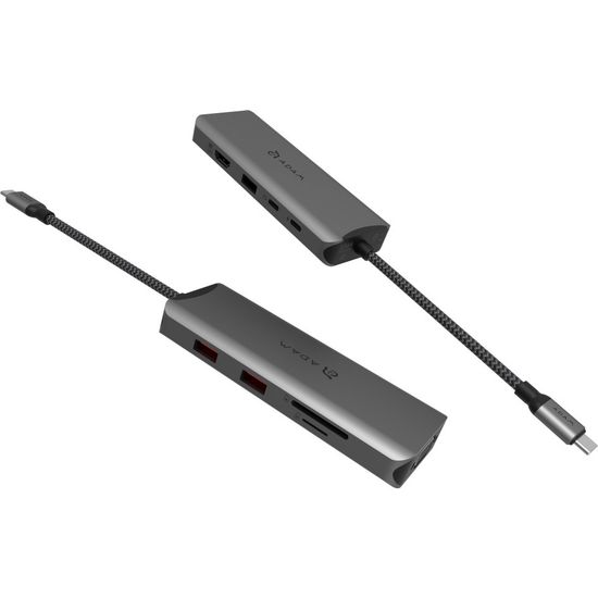 Adam Elements Casa A09 USB-C 9-porttinen SuperSpeed -adapteri, Space Gray