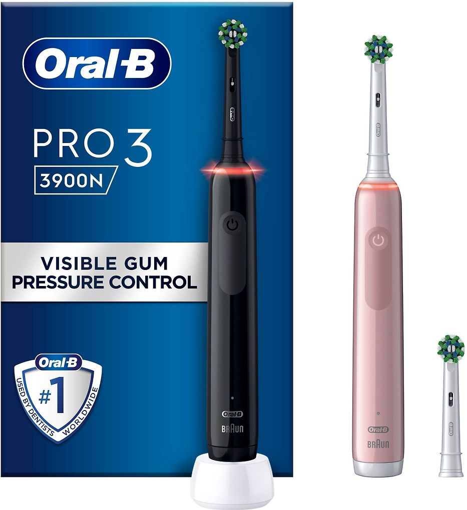 Oral-B Pro 3 3900N -sähköhammasharja, Tuplapakkaus, Musta / Pinkki ...