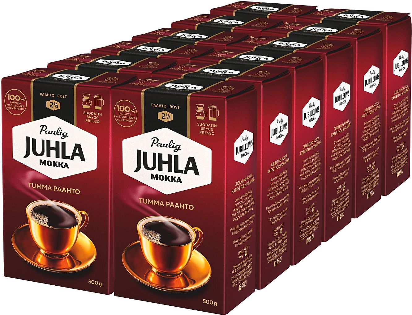 Paulig Juhla Mokka Tummapaahto -jauhettu Kahvi, 500 G, 12-PACK ...