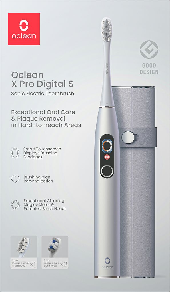 Oclean X Pro Digital Set -sähköhammasharja, hopea – Verkkokauppa.com