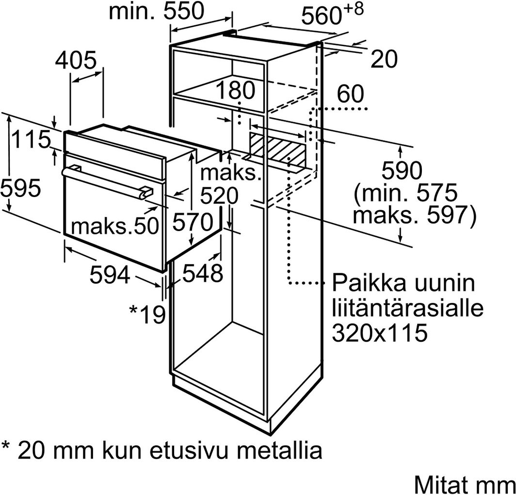 Bosch HBF010BR1S Serie 2 -erillisuuni, teräs ja Bosch PKE611BA2E Serie ...