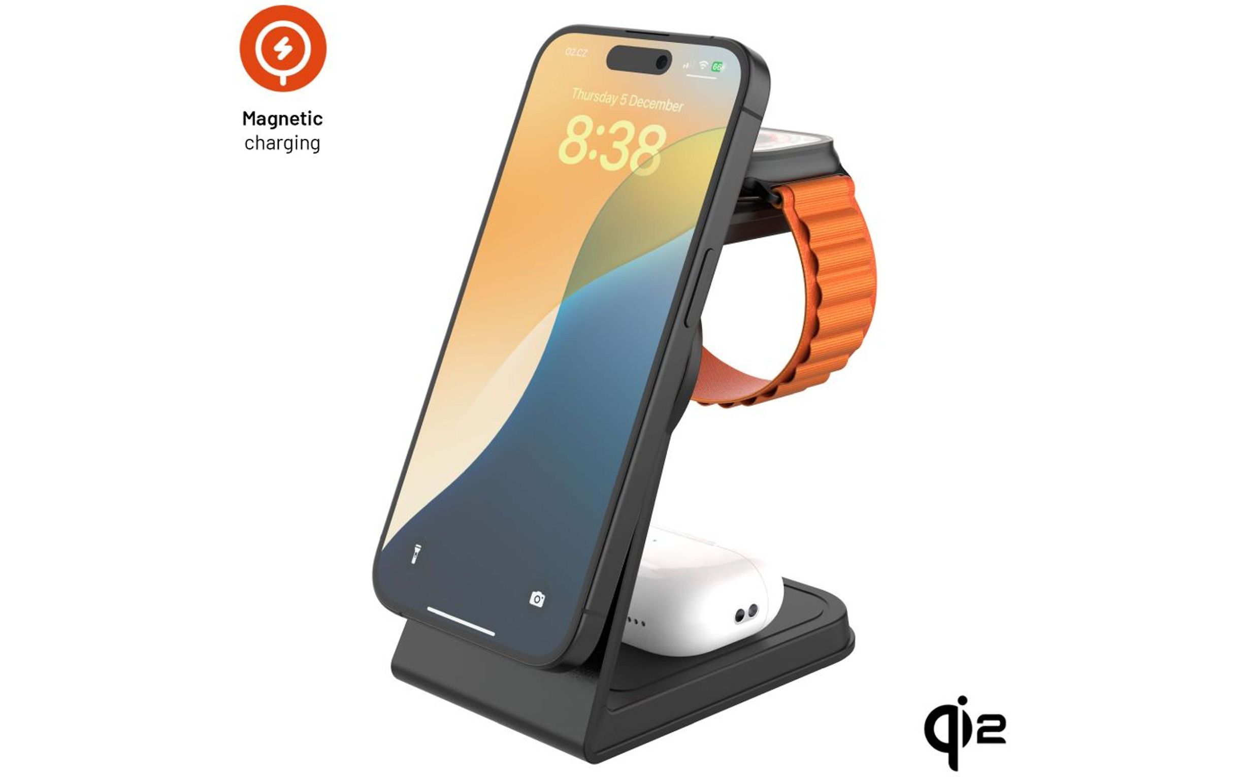 FIXED 3-in-1 Mag ALU Qi2 juhtmevaba MagSafe laadimisalus, must