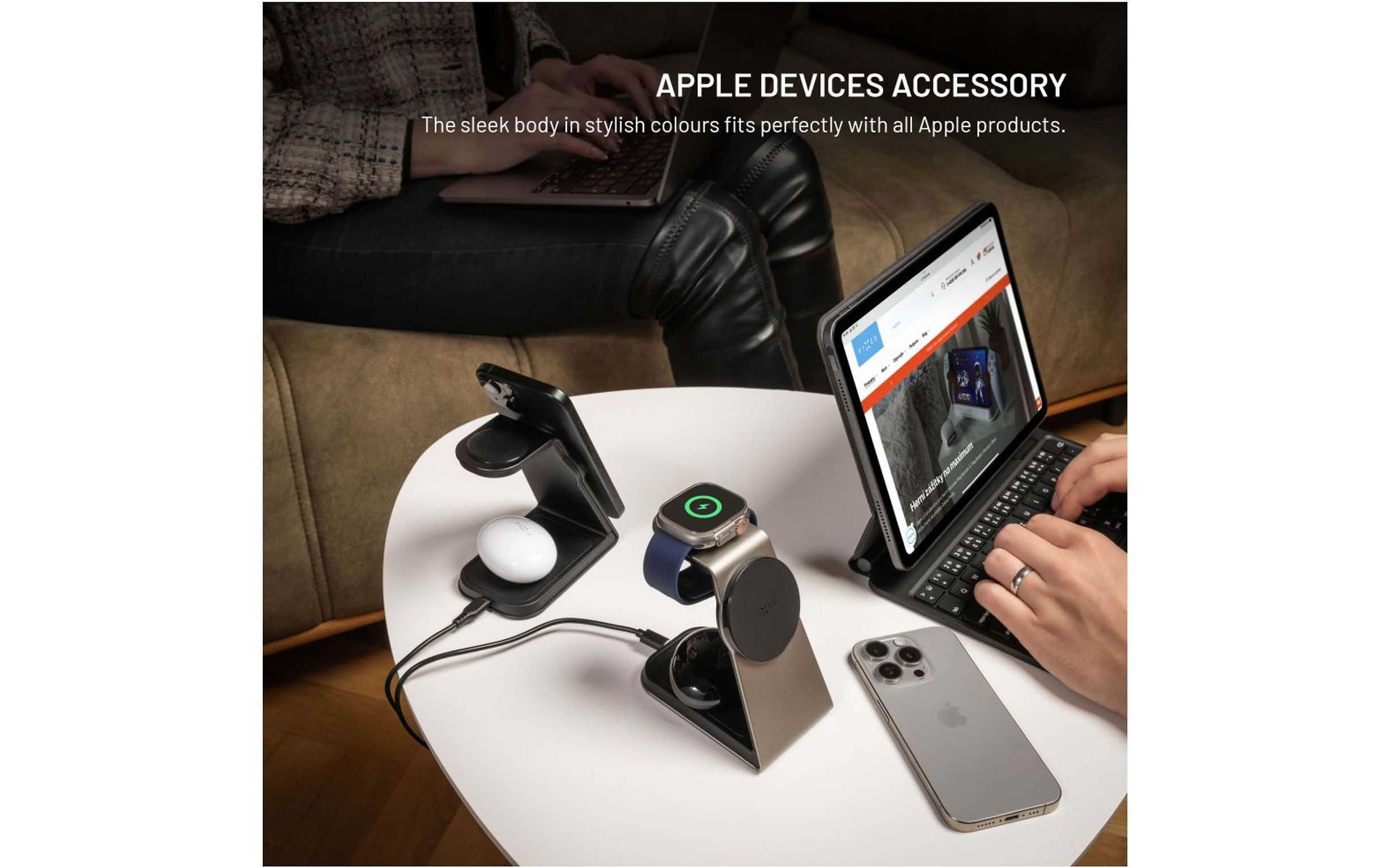 FIXED 3-in-1 Mag ALU Qi2 juhtmevaba MagSafe laadimisalus, must