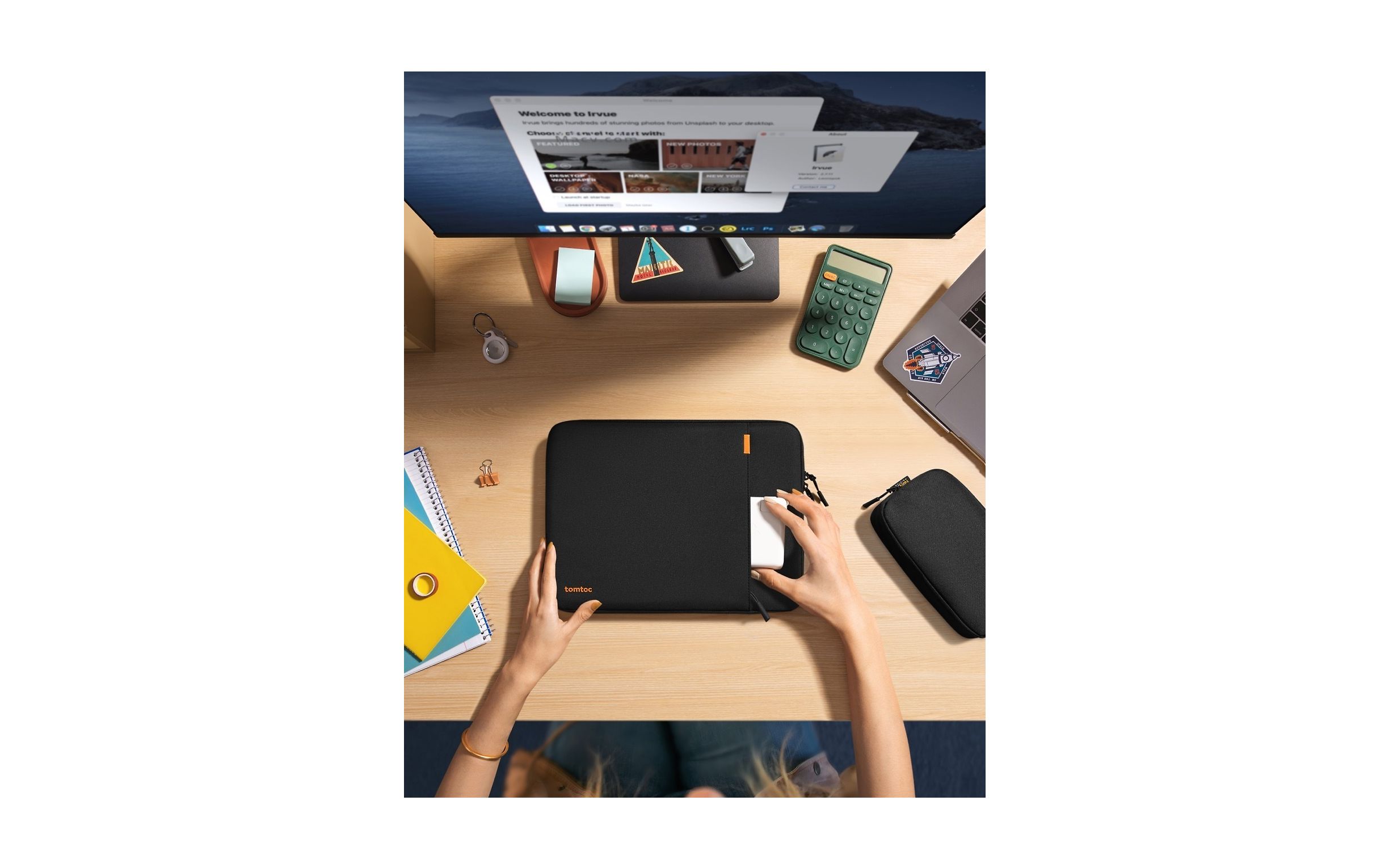 tomtoc Defender A13 13″ sülearvuti kaitsetasku ja tarvikukott, must