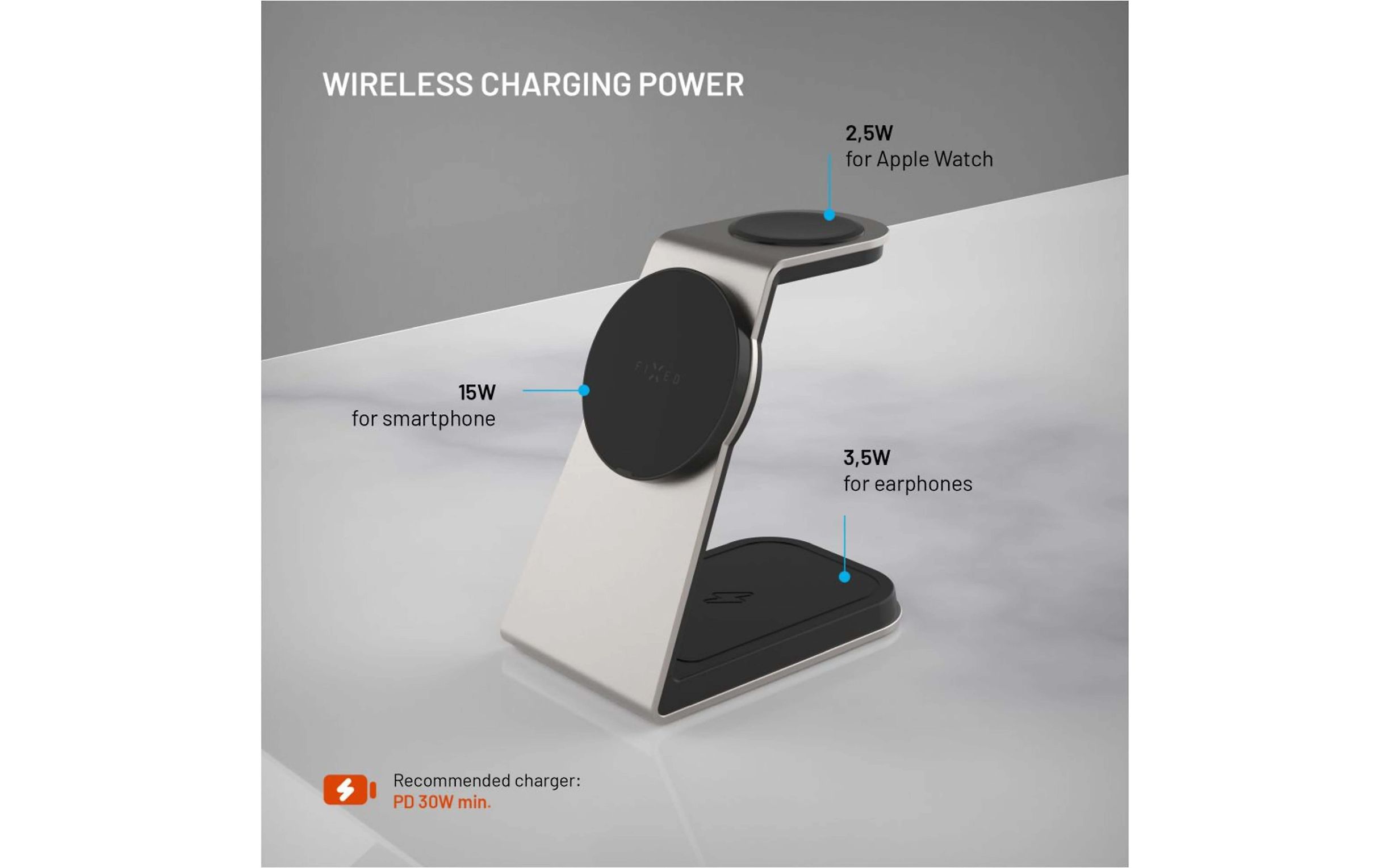 FIXED 3-in-1 Mag ALU Qi2 juhtmevaba MagSafe laadimisalus, must