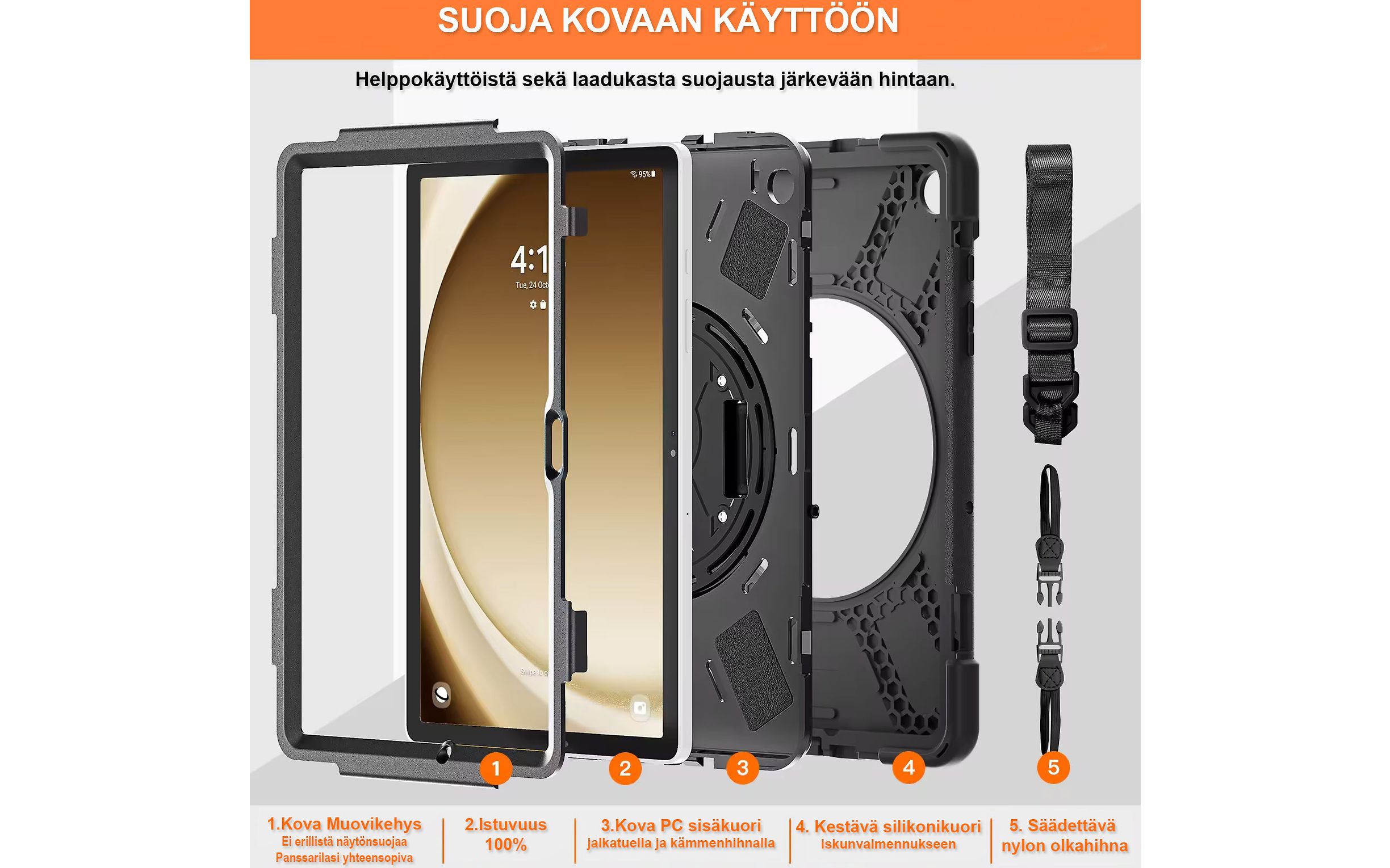 Insmat Ruggered Armor -kaitseümbris, Apple iPad Air 11″ 2024, must