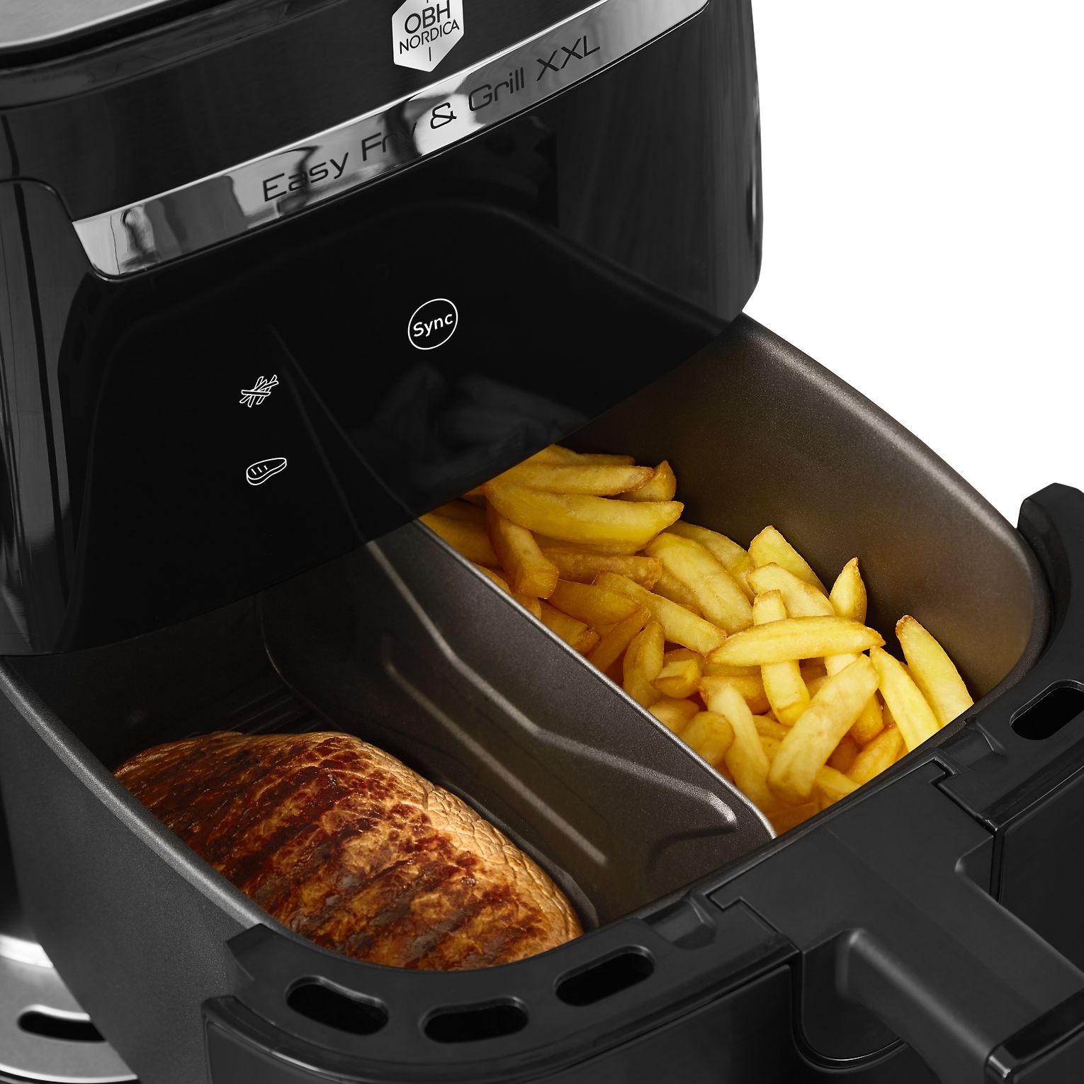 OBH Nordica Easy Fry & Grill XXL 2-in-1 -airfryer, Musta – Verkkokauppa.com