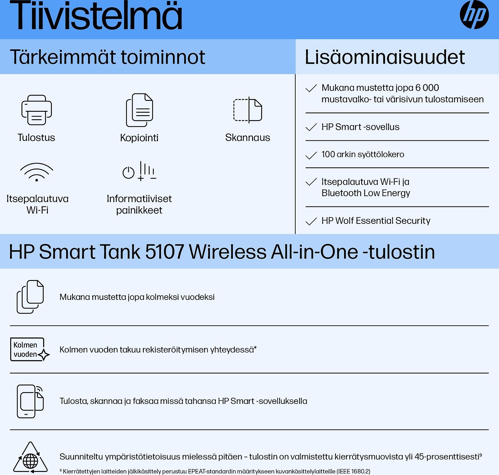 Hp smart tank 5107 all in one tulostin verkkokauppa