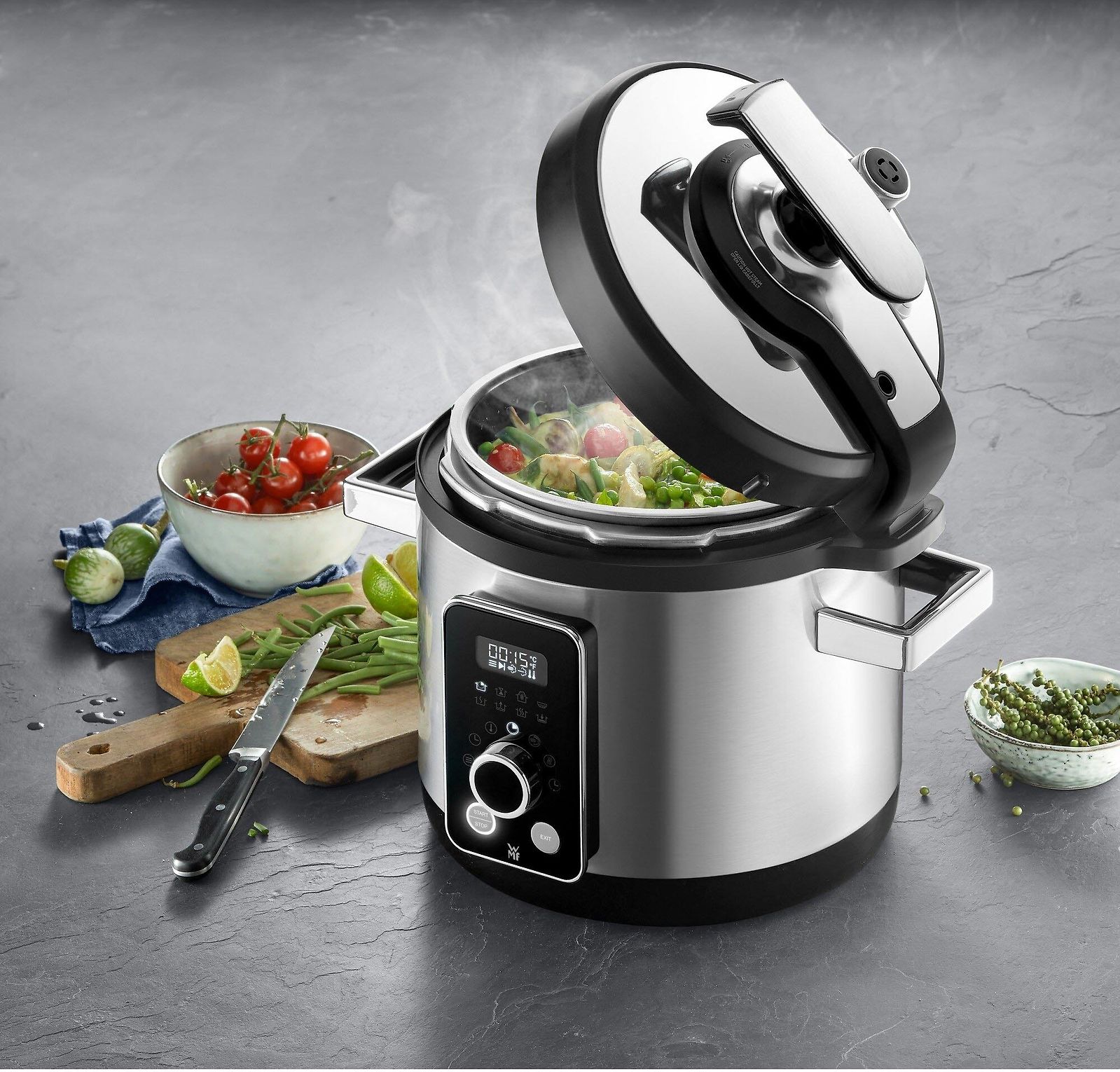 WMF Lono 8-in-1 -multicooker 6 L, ruostumaton teräs/musta ...