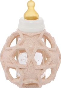 Hevea Upcycled 2in1 -lasinen tuttipullo rikkoutumissuojalla, 120ml, Peach