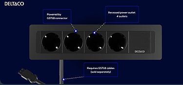DELTACO upotettava virtapaneeli, 4 pistorasiaa, GST18-liitäntä, ketjutus, kuva 6