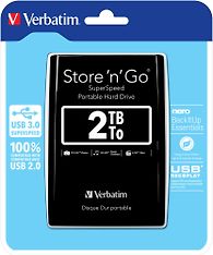 Verbatim Store 'n' Go 2 Tt USB3.0 -ulkoinen kovalevy, musta, kuva 2