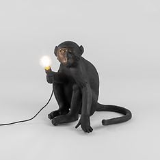 Seletti The Monkey Lamp Sitting -pöytävalaisin, musta, kuva 2