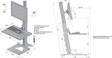 Multibrackets Easy Stand Desktop -työpistetaso pöydälle, hopea, kuva 7