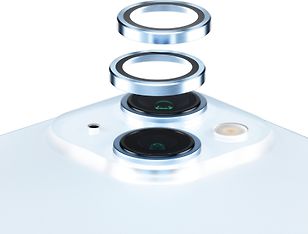 PanzerGlass Hoops -kameran linssinsuoja, iPhone 15 / 15 Plus, sininen
