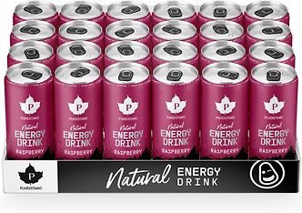 Puhdistamo Natural Energy Drink Raspberry Strong -energiajuoma, 330 ml, 24-pack