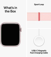 Apple Watch Series 9 (GPS) 45 mm pinkki alumiinikuori ja vaaleanpunainen Sport Loop -ranneke (MR9J3), kuva 10