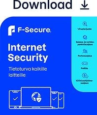 F-Secure Internet Security for all devices - 5 laitetta / 12 kk -tietoturvaohjelmisto, ESD - sähköinen lisenssi