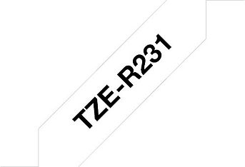 Brother TZER231 -kiiltävä satiininauha, musta teksti/valkoinen pohja, kuva 2