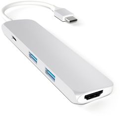 Satechi Slim USB-C MultiPort -adapteri, Silver