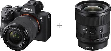 Sony A7 III -järjestelmäkamera + 28 - 70 mm OSS + FE 20mm f/1.8 G
