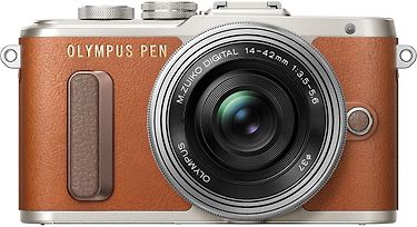 Olympus PEN E-PL8 -mikrojärjestelmäkamera, ruskea+ pannukakkuobjektiivi, kuva 2