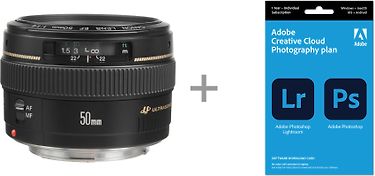 Canon EF 50mm f/1.4 USM -normaaliobjektiivi + Adobe Creative Cloud Photography Plan