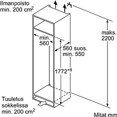 Bosch KIL82ADD0 Serie 6 -jääkaappi pakastelokerolla, integroitava, kuva 5