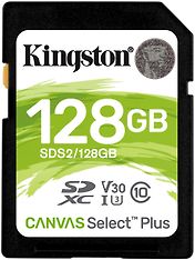 Kingston 128 Gt SD Canvas Select Plus UHS-I Speed Class 1 (U3) -muistikortti
