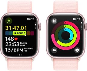 Apple Watch Series 9 (GPS) 45 mm pinkki alumiinikuori ja vaaleanpunainen Sport Loop -ranneke (MR9J3), kuva 8