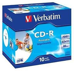 Verbatim Datalife Plus 48X/52X Printable 10 kpl CD-R levypaketti 700MB/80min