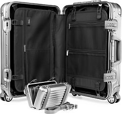 Feru Beverly 54 cm -matkalaukku & pikkulaukku, hopea alumiini, kuva 3