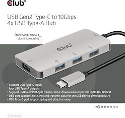 Club 3D USB Type-C to 10 Gbps 4x USB Type-A -hubi, kuva 2