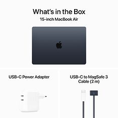 Apple MacBook Air 15" M3 24 Gt, 256 Gt 2024 -kannettava, keskiyö (MRYU3), kuva 9