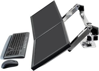 Ergotron LX Dual Side-by-Side Arm -monitorivarsi, kiillotettu alumiini, kuva 2