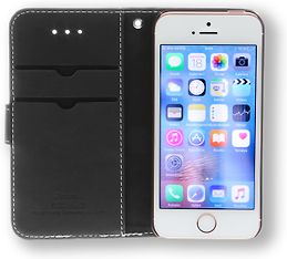 Insmat Exclusive Flip Case lompakkokotelo Apple iPhone SE, musta, kuva 4