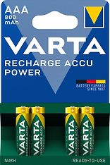 Varta Rechargeable Accu -akkuparistot, AAA, 800 mAh, 4 kpl, NiMH