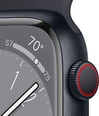 Apple Watch Series 8 (GPS + Cellular) 41 mm keskiyönsininen alumiinikuori ja keskiyönsininen urheiluranneke (MNHV3), kuva 3