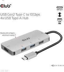 Club 3D USB Type-C to 10 Gbps 4x USB Type-A -hubi, kuva 3