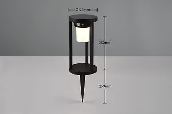 Trio Carmo aurinkokenno ulkopylväsvalaisin, 130 lm, 3000 K, SMD-LED 2 W, 25 cm, mattamusta, kuva 7