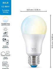 WiZ älylamppu, E27, tunable white - valkoisen valon sävyt, Wi-Fi, 2700-6500 K, 806 lm, 2-pack, kuva 4