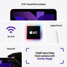 Apple iPad Air M1 64 Gt WiFi 2022, violetti (MME23), kuva 7