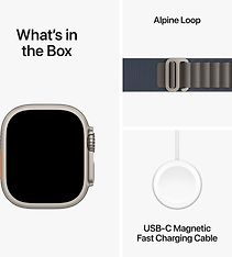 Apple Watch Ultra 2 (GPS + Cellular) 49 mm titaanikuori ja sininen Alpine-ranneke, pieni (MREK3), kuva 9