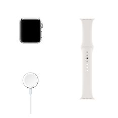 Apple Watch Series 3 (GPS) hopea 38 mm, valkoinen urheiluranneke (MTEY2), kuva 6