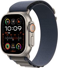 Apple Watch Ultra 2 (GPS + Cellular) 49 mm titaanikuori ja sininen Alpine-ranneke, keskikokoinen (MREP3)