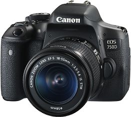 Canon EOS 750D -järjestelmäkamera + 18-55 IS STM