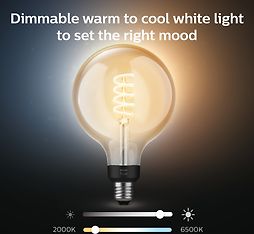 Philips Hue -filamenttiälylamppu, White ambiance, Filament Globe, E27, 9,5 cm, kuva 9