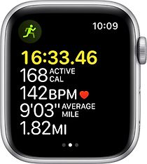 Apple Watch SE (GPS) 44 mm hopeanvärinen alumiinikuori, syvänteensininen urheiluranneke, kuva 3