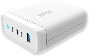 Wave 100 W USB-latausasema, 3x USB-C + 1x USB-A, valkoinen