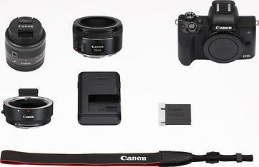 Canon EOS M50 -mikrojärjestelmäkamera, musta + 15-45 mm + 50mm f/1.8 STM objektiivit, kuva 2